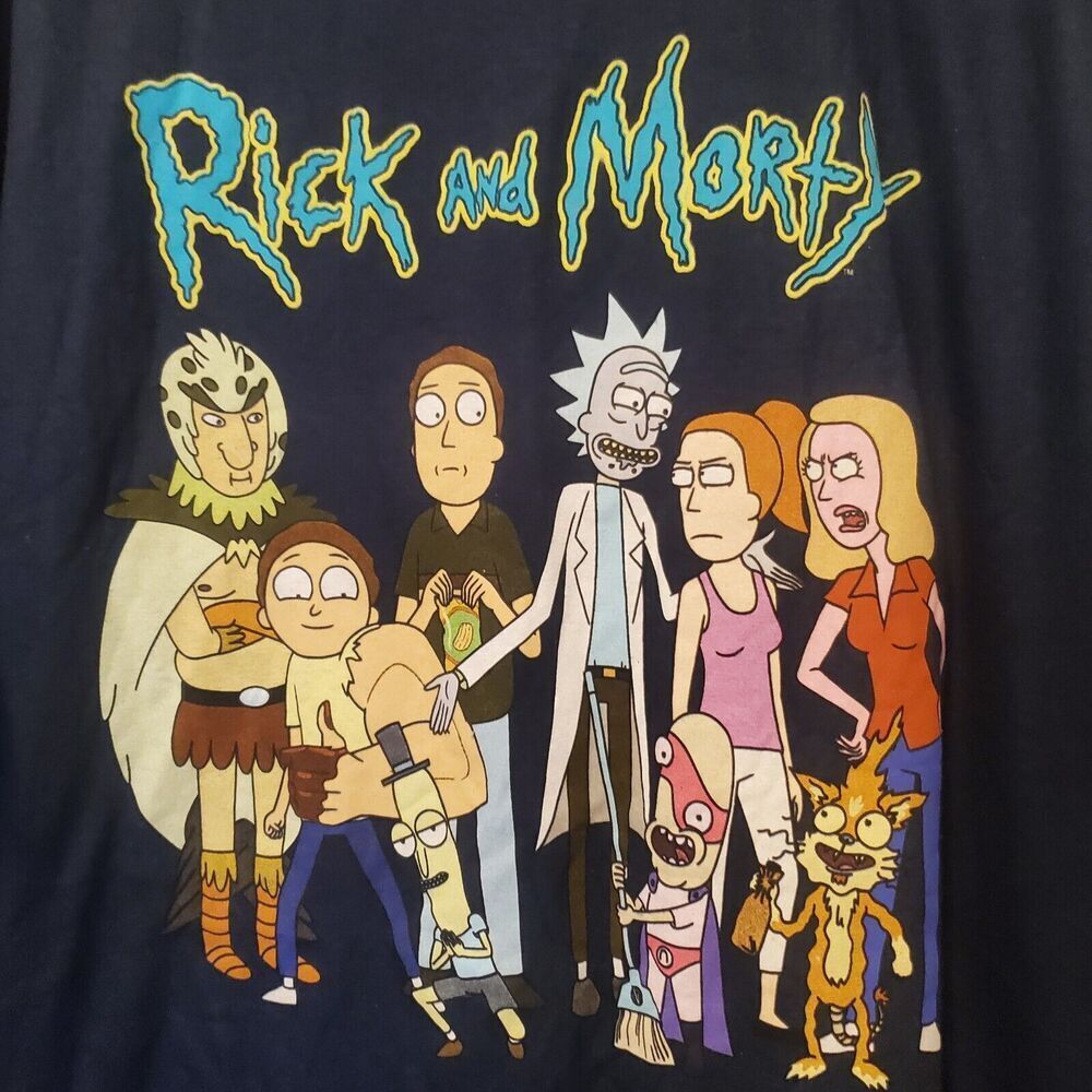Rick and Morty T Shirt Adult Swim Funny Men's Sz 2X All Characters Cartoon Fans